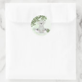 Niedliche Koala Baby Animal Green Blätter Border Runder Aufkleber (Tasche)