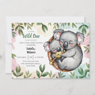Niedliche Koala Baby- und Koala Mama Babydusche Einladung