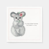Niedliche Koala Bärenblume Moderne Name Babydusche Serviette (Vorderseite)