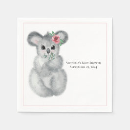 Niedliche Koala Bärenblume Moderne Name Babydusche Serviette