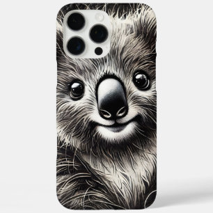 Niedliche Koala-Bärendarstellung auf texturierter iPhone 16 Pro Max Hülle