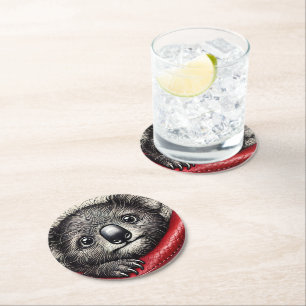 Niedliche Koala-Bärendarstellung mit lebhaften Far Runder Pappuntersetzer