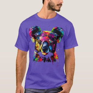 Niedliche Koala Bärenfront Farbenfrohe Wildtier Li T-Shirt