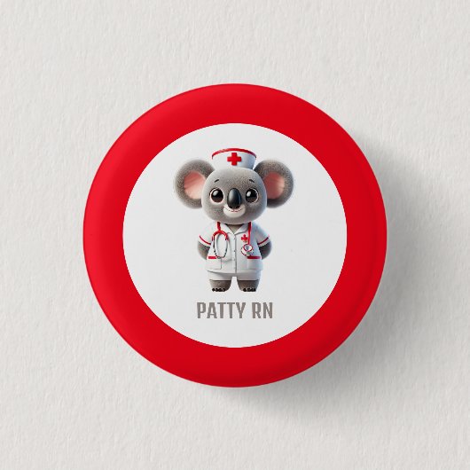 Niedliche Koala-Bärenkurse mit Red Stethoscope Button (Vorderseite)