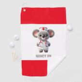 Niedliche Koala-Bärenkurse mit Red Stethoscope Golfhandtuch (Insitu)