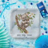 Niedliche Koala Bear Blue Watercolor Babydusche Pappteller (Party)