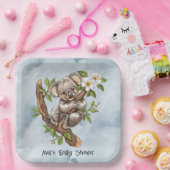 Niedliche Koala Bear Blue Watercolor Babydusche Pappteller (Party)