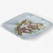 Niedliche Koala Bear Blue Watercolor Babydusche Pappteller (Gewinkelt)