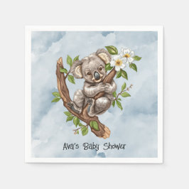 Niedliche Koala Bear Blue Watercolor Babydusche Serviette