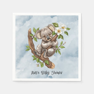 Niedliche Koala Bear Blue Watercolor Babydusche Serviette