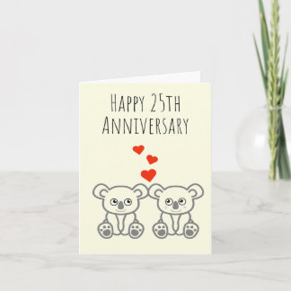 Niedliche Koala Bear Couple-Happy 25-Jubiläumskart Karte