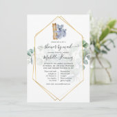 Niedliche Koala Bear Eucalyptus Baby Dusche per Ma Einladung (Stehend Vorderseite)