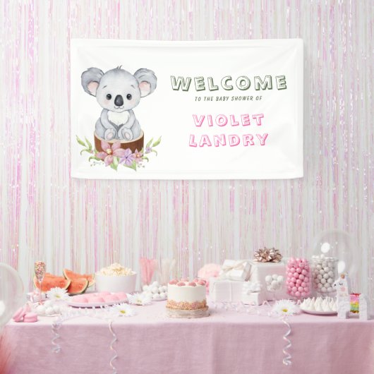 Niedliche Koala Bear Girl Babydusche Begrüßungszei Banner (Party)