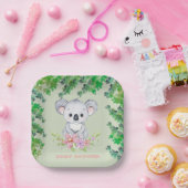 Niedliche Koala Bear Girl Babydusche Pappteller (Party)