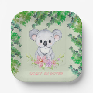 Niedliche Koala Bear Girl Babydusche Pappteller