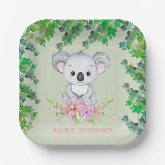 Niedliche Koala Bear Girl Babydusche Pappteller (Vorderseite)