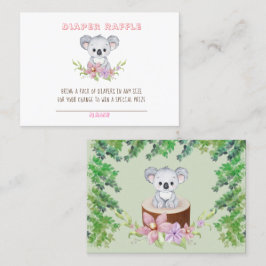 Niedliche Koala Bear Girl Diaper Raffle Babydusche Visitenkarte