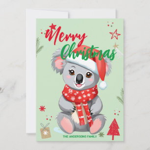 Niedliche Koala BEAR santaWeihnachtsfamilie Feiertagskarte
