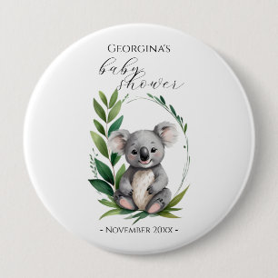 Niedliche Koala Bear Watercolor Green Baby Dusche Button