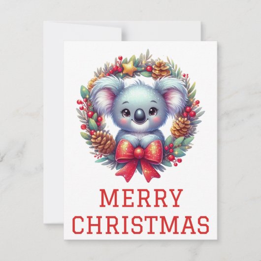 Niedliche Koala Bear Weihnachtskarte Feiertagskarte (Vorderseite)