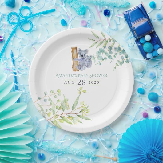 Niedliche Koala Bears Eucalyptus Verlasse Kinderdu Pappteller (Party)