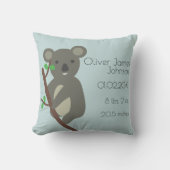 Niedliche Koala Blue Baby Boy Geburtsstaten Kissen (Vorderseite)