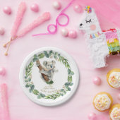 Niedliche Koala Eucalyptus Wreath Girl Baby Dusche Pappteller (Party)
