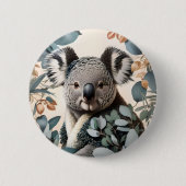 Niedliche Koala-Eukalyptus-Blätter Button (Vorderseite)