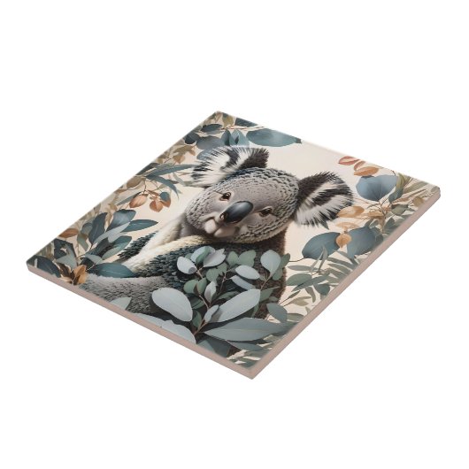 Niedliche Koala-Eukalyptus-Blätter Fliese (Seite)