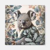 Niedliche Koala-Eukalyptus-Blätter Magnet (Vorne)