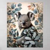 Niedliche Koala-Eukalyptus-Blätter Poster (Vorne)