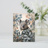 Niedliche Koala-Eukalyptus-Blätter Postkarte (Stehend Vorderseite)