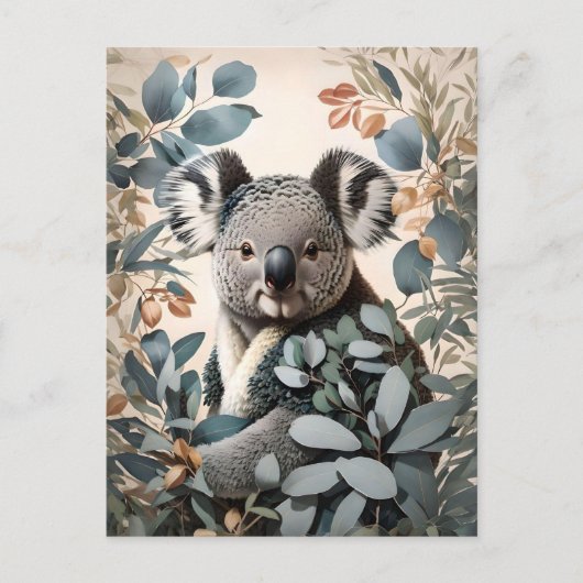 Niedliche Koala-Eukalyptus-Blätter Postkarte (Vorderseite)