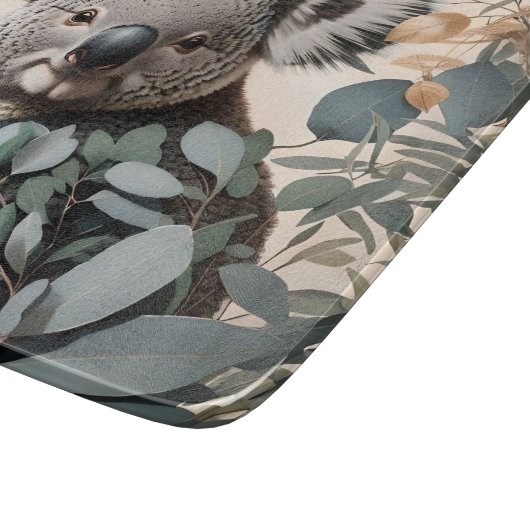 Niedliche Koala-Eukalyptus-Blätter Schneidebrett (Ecke)