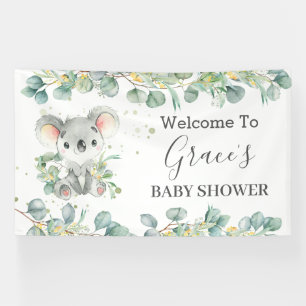Niedliche Koala Eukalyptus Grüne Begrüßung Hinterg Banner