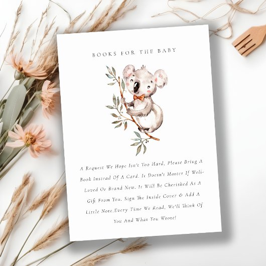 Niedliche Koala Foliage Books für Babydusche Begleitkarte
