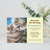 Niedliche Koala-Geburtstags-Party Einladung (Stehend Vorderseite)