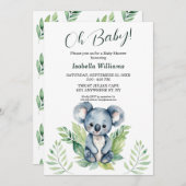 Niedliche Koala Gender Neutral Baby Dusche Einladung (Vorne/Hinten)