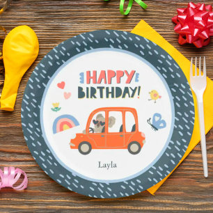 Niedliche Koala Girl Vorname Happy Birthday Party Pappteller