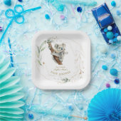 Niedliche Koala Greenery Gold Girl Baby Dusche Pappteller (Party)