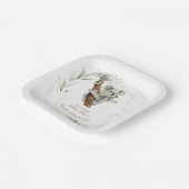 Niedliche Koala Greenery Gold Girl Baby Dusche Pappteller (Gewinkelt)