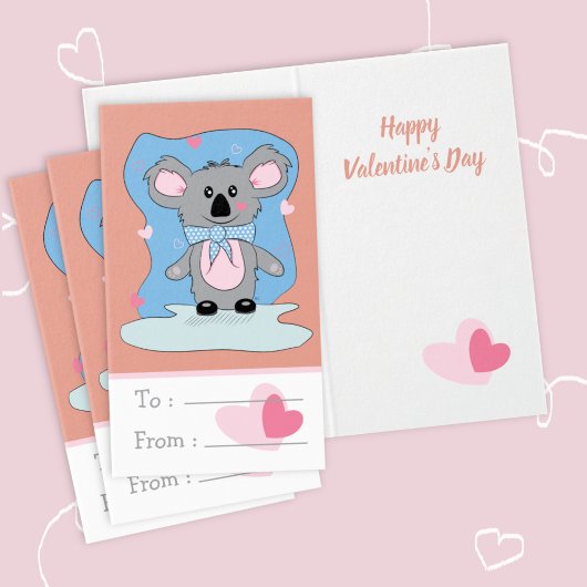 Niedliche Koala-Klassenzimmer Valentinstag Faltkar