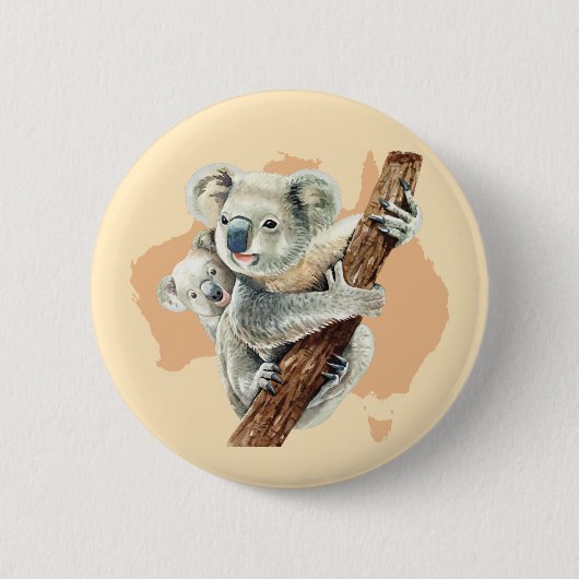 Niedliche Koala Mama und Baby Button (Vorderseite)