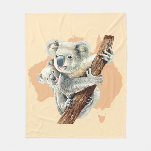 Niedliche Koala Mama und Baby Fleecedecke (Vorderseite)