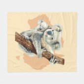 Niedliche Koala Mama und Baby Fleecedecke (Vorderseite (Horizontal))