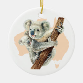 Niedliche Koala Mama und Baby Keramik Ornament