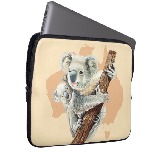 Niedliche Koala Mama und Baby Laptopschutzhülle (Vorne Rechts)