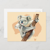 Niedliche Koala Mama und Baby Postkarte (Vorne/Hinten)