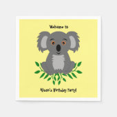 Niedliche Koala mit Eukalyptus-Kindergeburtstag-Se Serviette (Vorderseite)