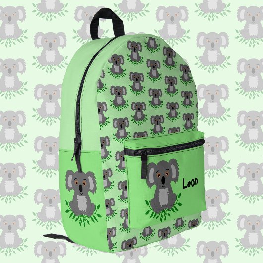 Niedliche Koala mit Eukalyptus, personalisierbare Bedruckter Rucksack